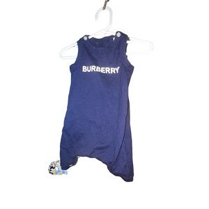 Burberry navy Knit Logo Romper baby kids boy 3 months infant 1 piece